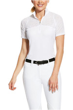 Ariat Womens Airway 1/4 Zip Short Sleeve Show Shirt 10030449 - White